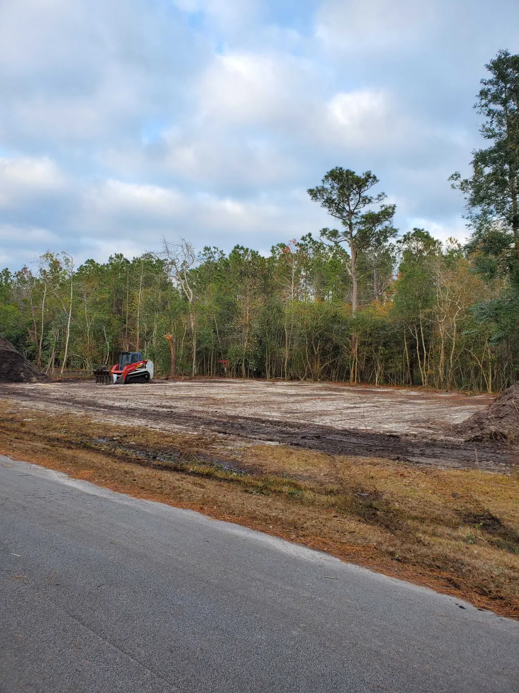 clearing land to build a house in NC, excavator clearing a wooded lot for a new home site in southeastern North Carolina